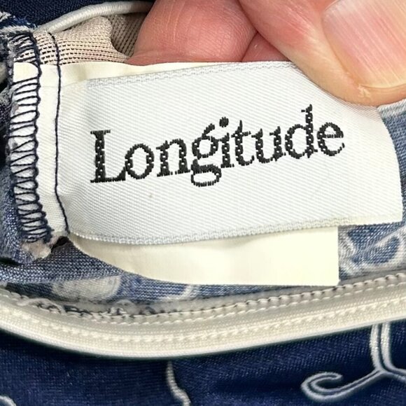 Longitude Navy Blue White Floral Print One-Piece Halter Swimsuit Size 10T - Picture 4 of 7